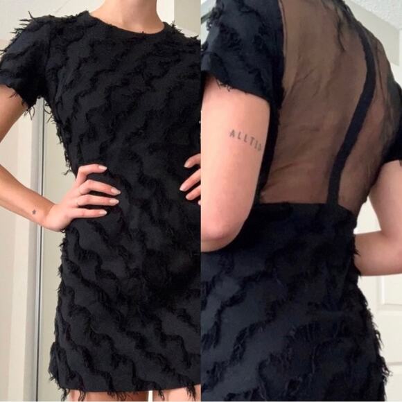 Sandro Paris Black Sheer Back Cocktail Shift Dress. - Picture 4 of 14